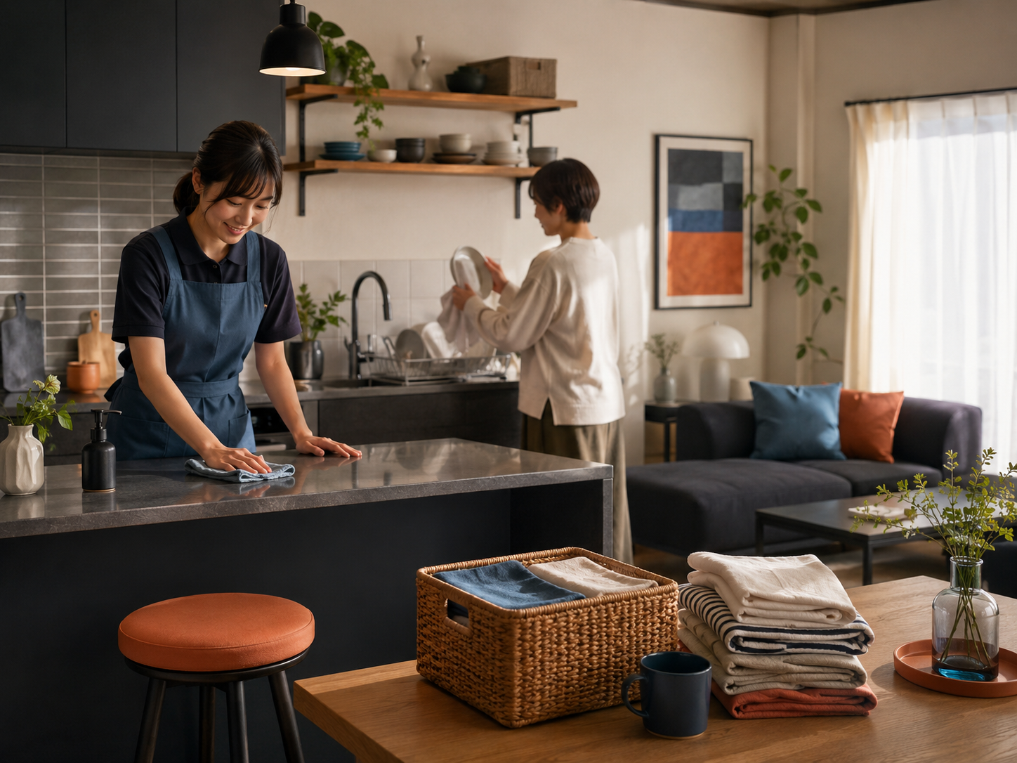 家事代行スタッフがキッチンを整え、暮らしの負担が軽くなる様子